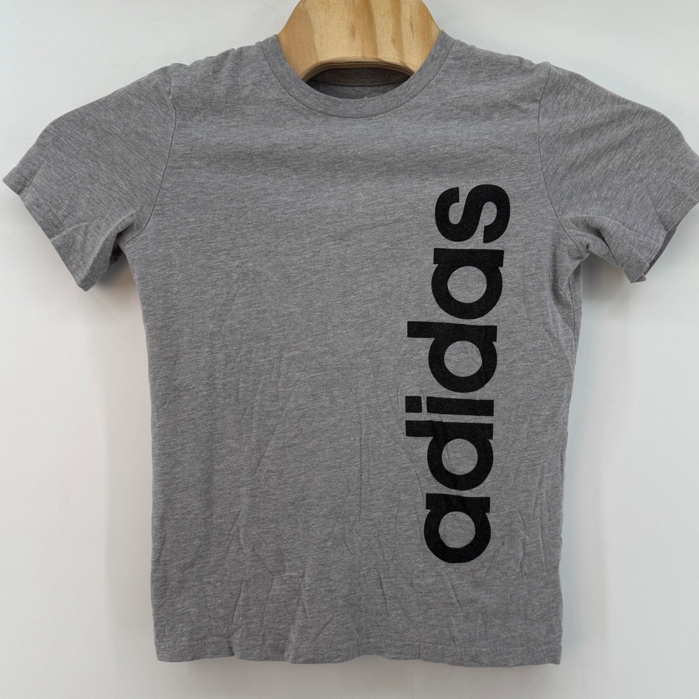 Adidas Kids Gray Short Sleeve T Shirt Logo Graphic Tee Size M 10 12 - Picture 2 of 7